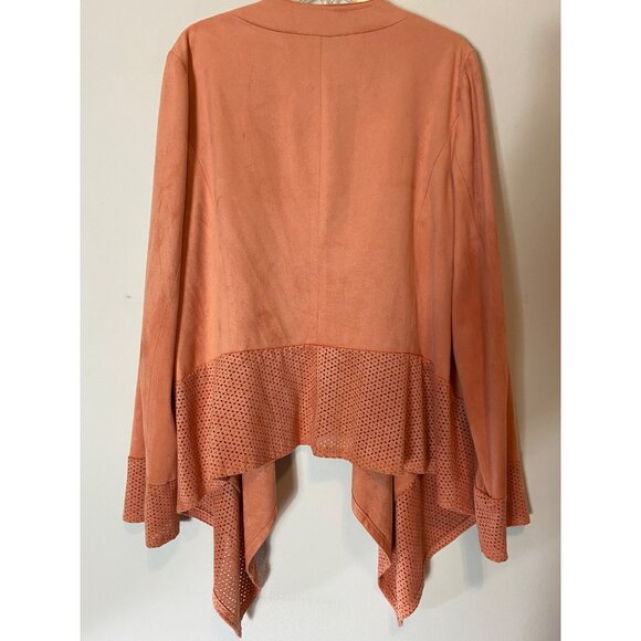 Chicos Peach Asymmetrical Hem Open Cardigan Jacket Chicos Size 1 Small - Picture 4 of 12
